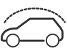 Line art icon of a car outline with a semi-arc dashed line representing corrosion protection.