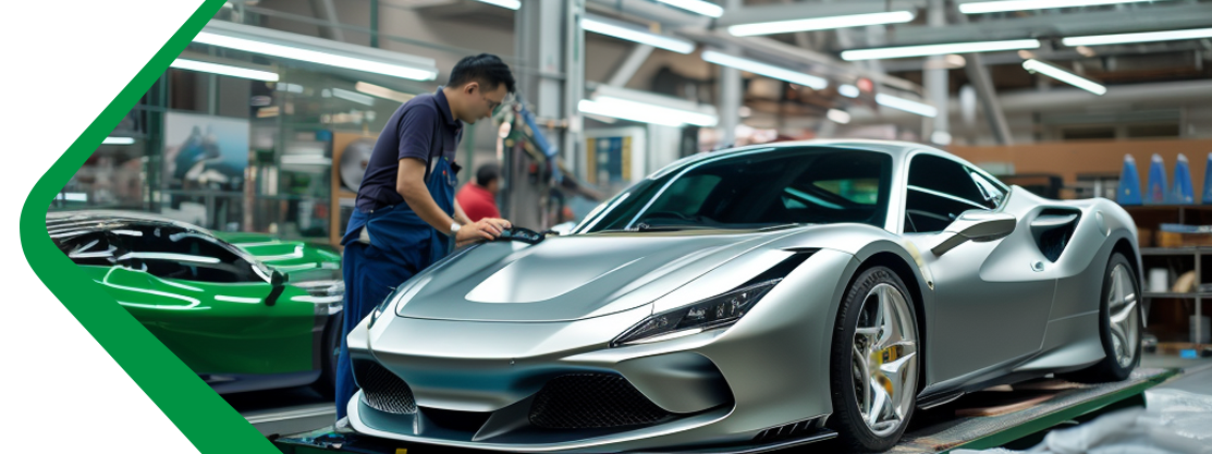 Worker installing automotive window or wrap film, representing Castrol FAQ page.